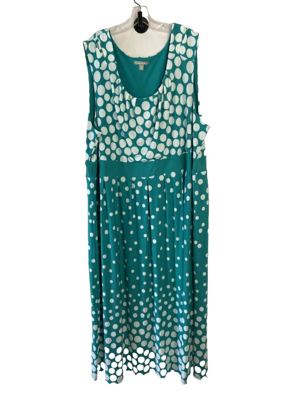 Woman Within Women's Maxi Dress Plus Size 3X Aqua Ombre Polka Dots Scoop Neck